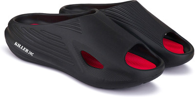 KILLER Men Slippers(Black, Red , 7)