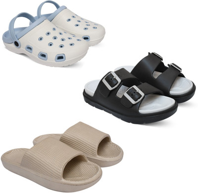 Acorn Men Slides(Blue, Grey, Beige , 9)