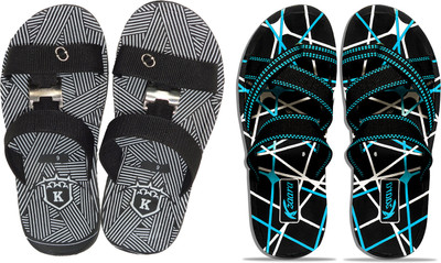 KANEGGYE Men Slides(Blue, White , 9)