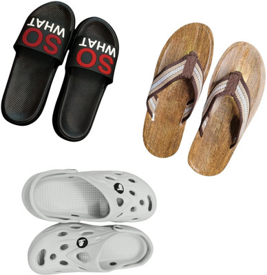 BLIBBERS Men Slippers(Black, Brown, Off White , 9)