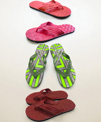 Mikro Men Slippers(Red, Green, Maroon , 7)