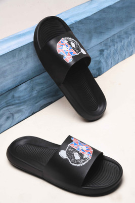 AMDRO Men Slides(Black , 8)