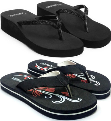 VAHMAH Women Slippers(Black, Black , 8)
