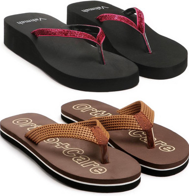 VAHMAH Women Slippers(Maroon, Brown , 7)