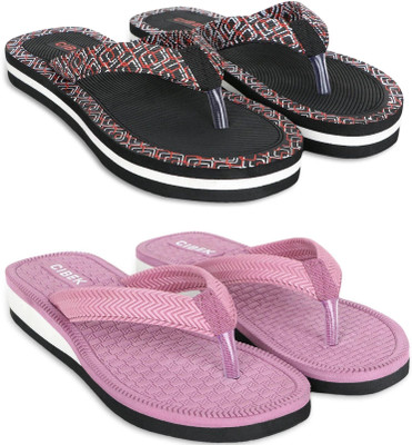 CIBEK Women Doctor step with cibek comfortable extra soft daily wear women slipper pack of 2 Flip Flops(Multicolor , 5)