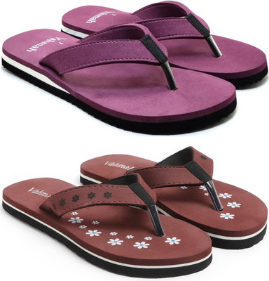 VAHMAH Women Slippers(Maroon, Maroon , 4)
