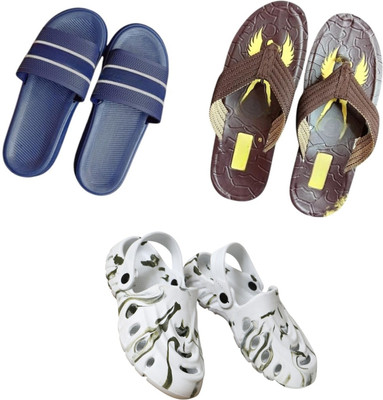 BLIBBERS Men Slippers(Blue, Brown, White , 7)