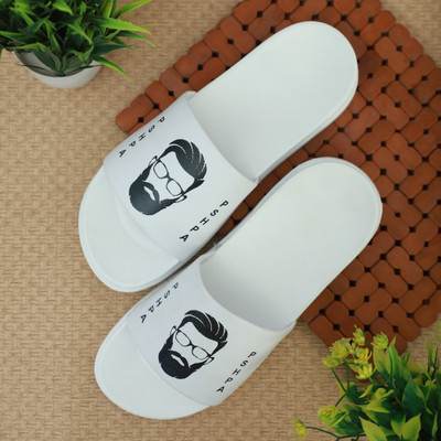 STYLE HEIGHT Men Slides(White , 9)