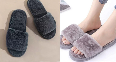 rexizone Women Slides(Grey, Black , 6)