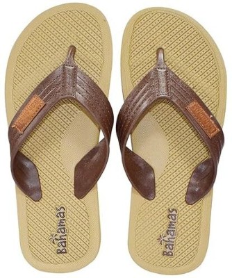 BAHAMAS Men Flip Flops(Brown, Beige , 10)