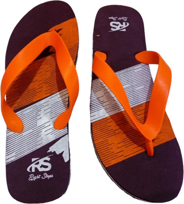 Right Steps Men Flip Flops(Maroon , 9)
