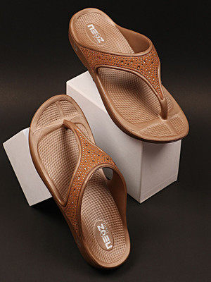 Neoz Women Levirex Lightweight with Arch Support Durable Anti-Skid & Stylish Dailywear| Flip Flops(Brown , 8)