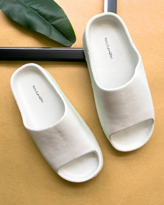 TRAVELKHUSHI Men Slides(White , 9)