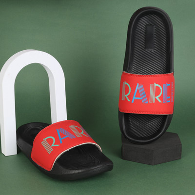 Foot Print Men Flip Flops(Red , 10)