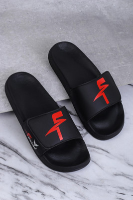 Footox Men Slippers | Slides | Flipflop | Clogs | Ortho | Acupressure Flip Flops(Black, Red , 8)