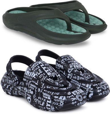 Kapani Fashion Men Slippers(Green, Black , 7)