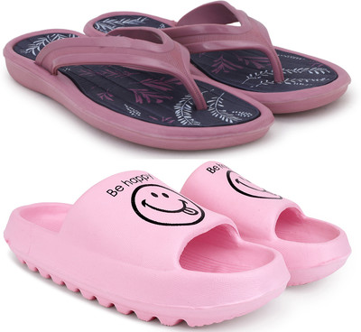 Kapani Fashion Women Women Combo Pack of 2 Lightweight Flipflops, Slipper, Slides (Pink, Pink , 6) Slippers(Pink, Pink , 6)