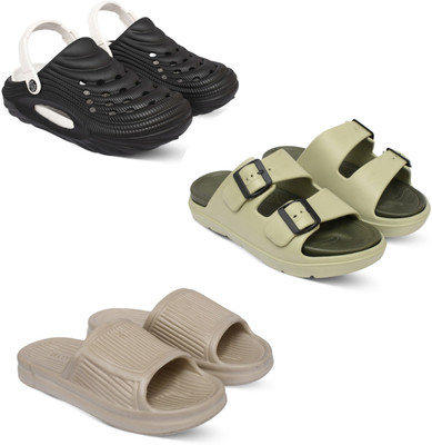 Acorn Men Slides(Black, Beige, Beige , 7)