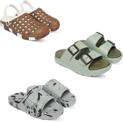 Acorn Men Slides(Brown, Olive, White , 10)