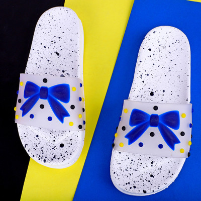 Monoction Women premium Quality New look girls flip flops slides for women Slides(Blue, Yellow , 5)