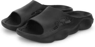 yoho Men Dolphy men soft slides slipper with mild acupressure | Comfortable, stylish | Slides(Black , 6)