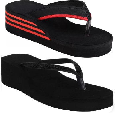 RIVAYPAFASHION Women Slides(Black , 8)