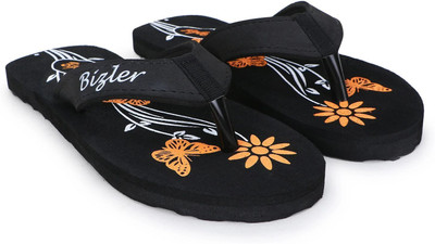 BIZLER Women Soft Ortho Slippers | Lightweight, Non-Slip & Stylish Daily Wear Flip Flops(Black , 5)