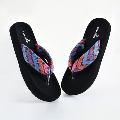Time Jump Women Flip Flops(Black , 6)