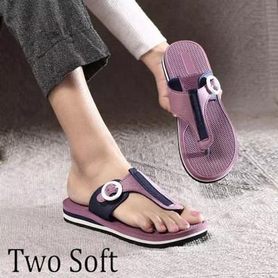 TWO SOFT Women Premium Comfortable Stylish Light weight|Extra Softnes Daily Wear|Casual Slipper Flip Flops(Pink , 8)