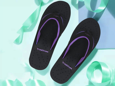 TREATTOES Women Women's Ortho Care Dr Orthopaedic Super Comfort Fit Flat Cushion Chappal Ladies Flip Flops(Black, Purple , 7)