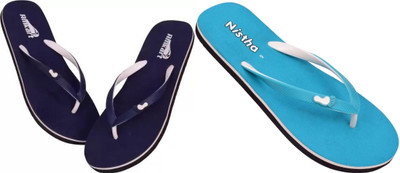 NISTHA Women Flip Flops(Blue, Navy , 4)