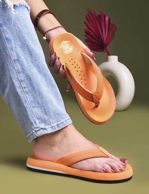 Wave Walker Women Flip Flops(Orange , 5)