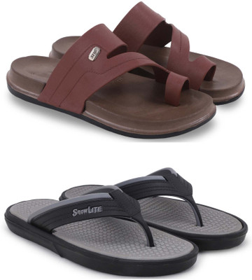 KAPYANSH Men Slippers(Brown, Grey , 7)