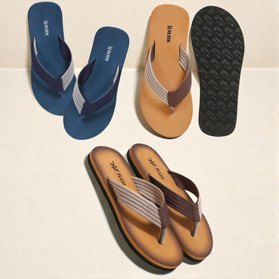 Hilux Men Slippers(Navy, Tan, Tan , 10)