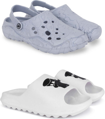 Kapani Fashion Men Clogs(Grey, White , 10)