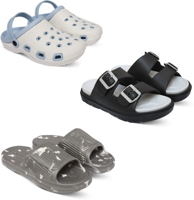 Acorn Men Slides(Blue, Grey, Black , 8)