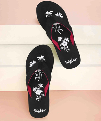 BIZLER Women Soft Ortho Slippers | Lightweight, Non-Slip & Stylish Daily Wear Flip Flops(Black , 5)