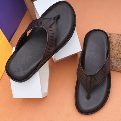 Feet King Men Slides(Brown , 7)