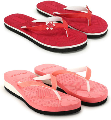 TWO SOFT Women Combo Pack Of 2 Women Slipper Stylish Casual Light & Soft Comfortable Daily Wear Slippers(Red, Pink , 7)