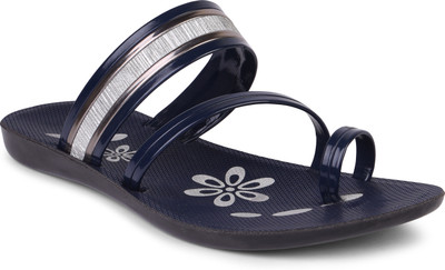 DRACKFOOT Women Flip Flops(Blue , 5)