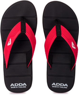 Adda Men Flip Flops(Black, Red , 10)