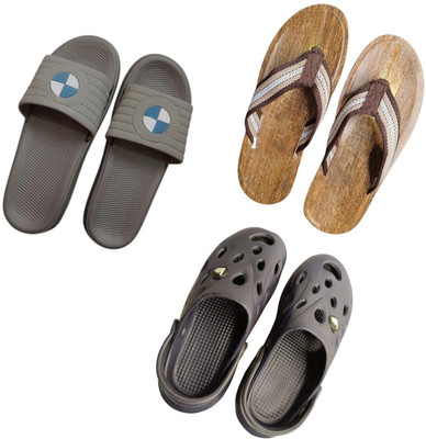 BLIBBERS Men Slippers(Grey, Brown, Black , 9)