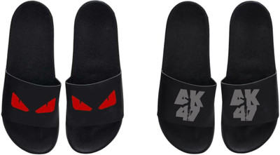 nvisan Men Slides(Grey, Red , 10)