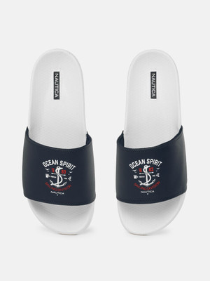 NAUTICA Men Slides(Black, White , 10)