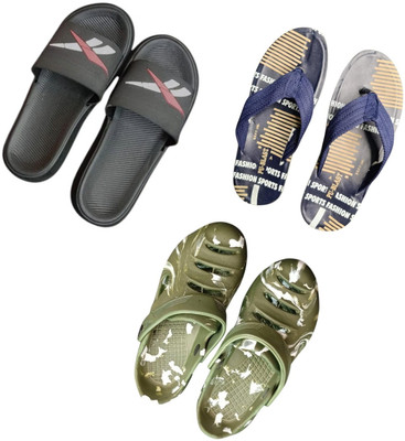 BLIBBERS Men Slippers(Black, Blue, Green , 7)