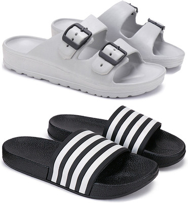 ORICUM Men Slides(Grey, Black , 7)