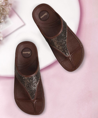 Bata Women Flip Flops(Brown , 7)