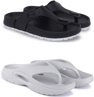 KAPYANSH Men Slippers(Black, Grey , 6)