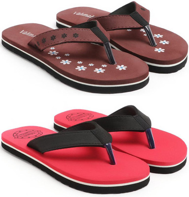 VAHMAH Women Slippers(Maroon, Red , 4)