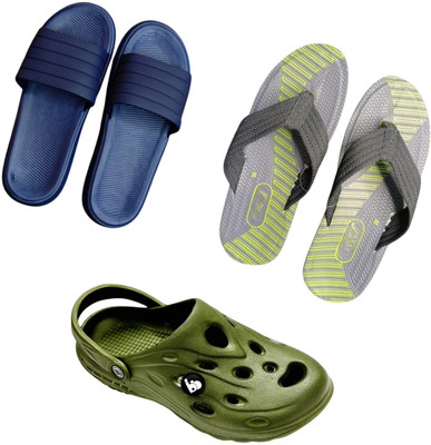 BLIBBERS Men Slippers(Blue, Grey, Green , 9)